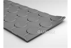 Gummiboden S 8, 4mm, Breite 1230mm, 80°ShA, SBR-NR, fläche Noppen, -25°C/+80°C, grau, 